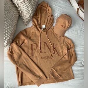 PINK Victoria's Secret Camel Relaxed seamless Hoodie And Hat Set Size Medium